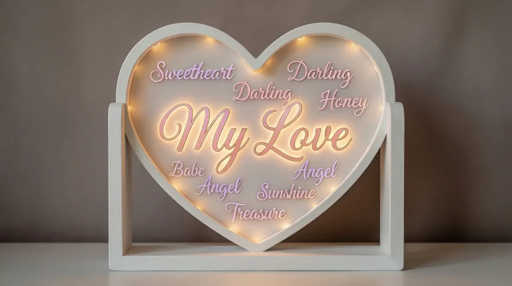 Romantic Nicknames for Light Up Name Sign for Bedroom