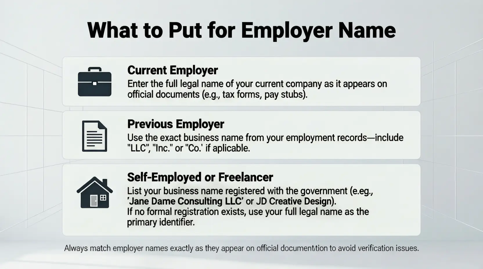 What to Put for Employer Name